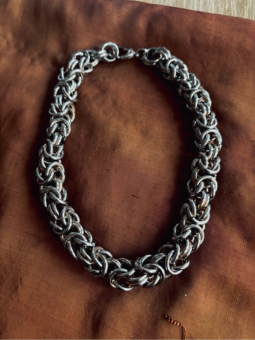 Sterling Silver Byzantine Chain Necklace - Silver